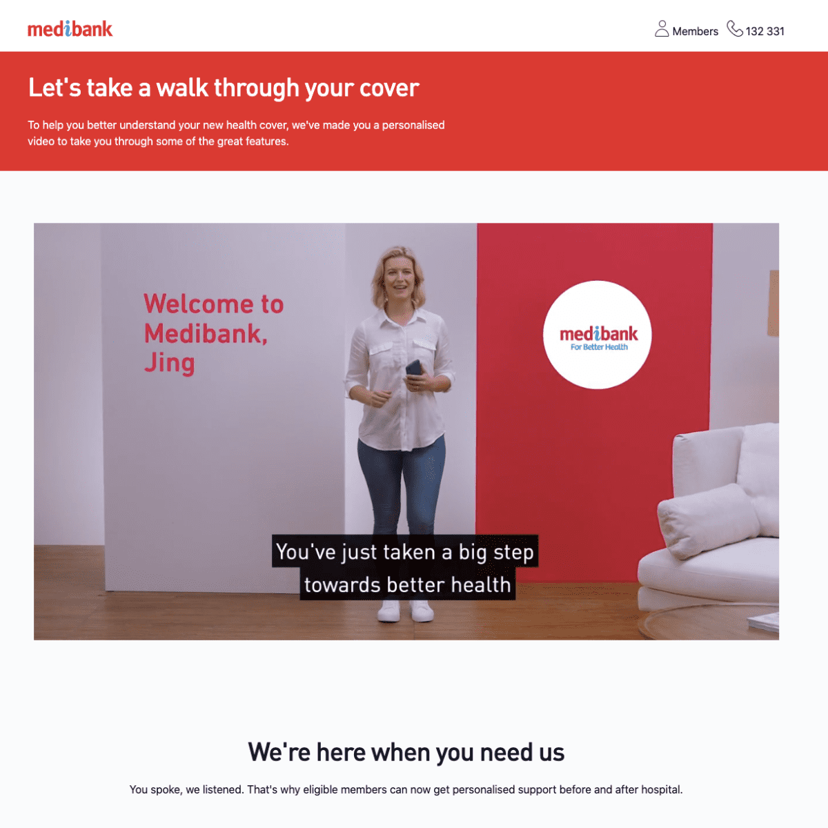 Medibank member onboarding experience